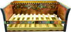Daybed with Trundle – Beautiful Golden slumber day bed decorated with vines and boxed icons. Front view