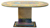 60" Oval Dining Table – Beautiful double pedestal oval table with boxed icon border and framed landscapes motif. Back