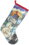 "Winter View" Canvas Stocking – "Let it Snow" winter wonderland landscape stocking design front view