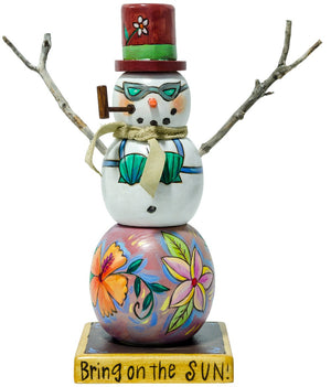 Extra Small Snowman Sculpture –  Tropical snowoman with a floral bottom and shell bra