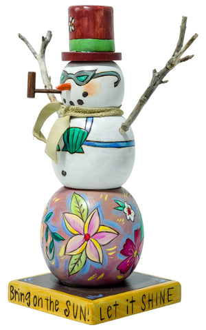 Extra Small Snowman Sculpture –  Tropical snowoman with a floral bottom and shell bra. side