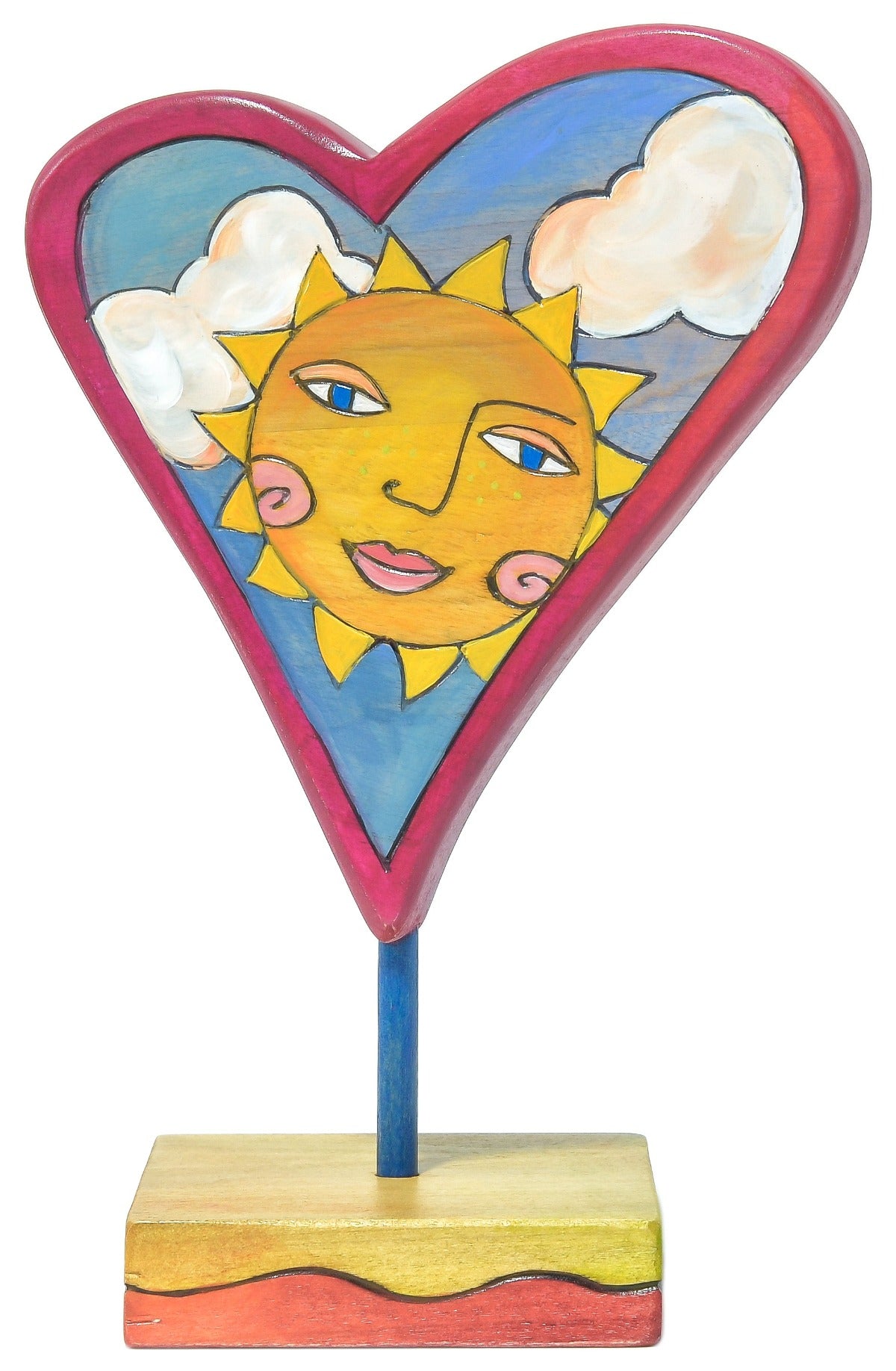 sweet heart sculpture with sun face