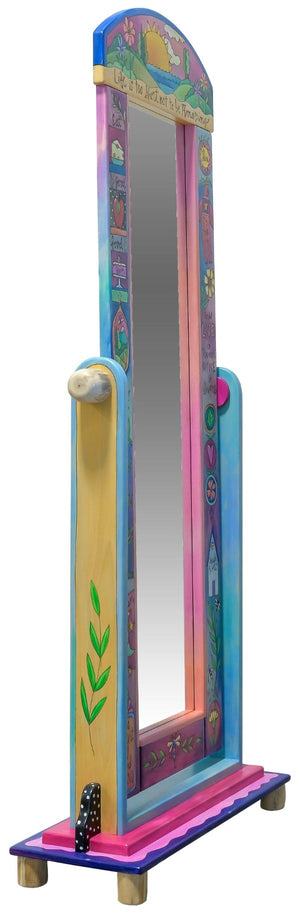 Wardrobe Mirror on Stand – Inspiring "life is too short not to be amazing" mirror design in a vibrant color palette. Side View