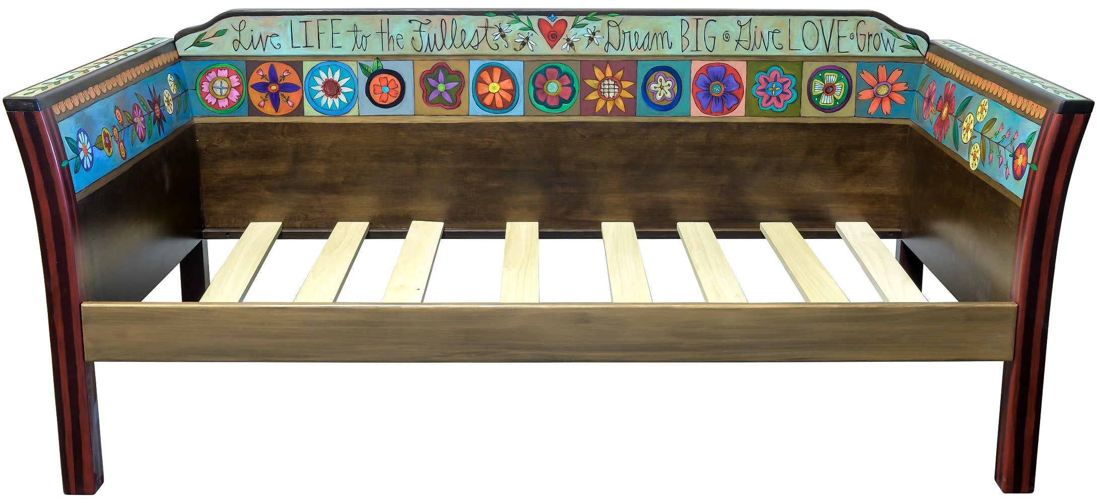 Daybed with Trundle – Beautiful Spanish tile style Day Bed with painted landscapes and a trundle included. Front side