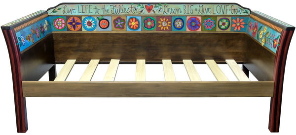 Daybed with Trundle – Beautiful Spanish tile style Day Bed with painted landscapes and a trundle included. Front side