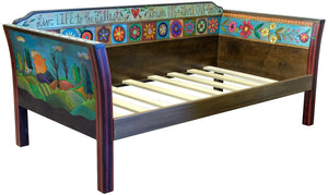 Daybed with Trundle – Beautiful Spanish tile style Day Bed with painted landscapes and a trundle included. Right Side