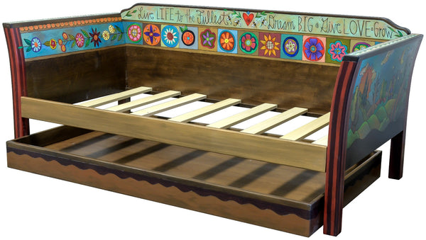 Daybed with Trundle – Beautiful Spanish tile style Day Bed with painted landscapes and a trundle included. With Trundle
