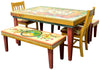 handcrafted dining table set with floral and four seasons motif