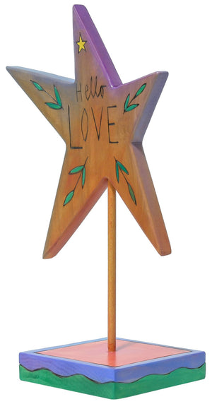 Star Sculpture – "Hello Love" sunset color pallet  tabletop star sculpture. Back View