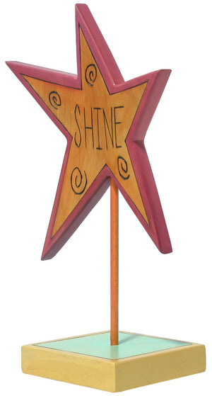 Star Sculpture – "Shine" tabletop sculpture with painted sun surrounded by stars. Back view