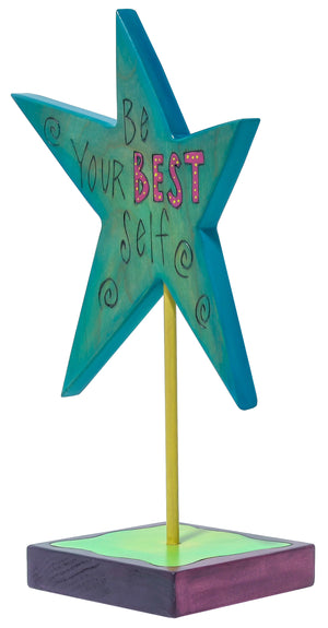 Star Sculpture – "Your Best Help" tabletop star sculpture with painted rainbow. Back View