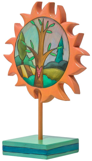 Sun Sculpture – "Live life to the fullest" Tree of life with beautiful landscape scene