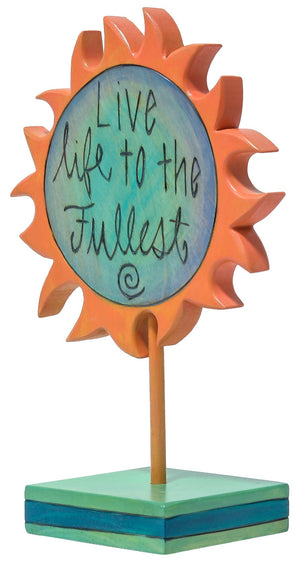 Sun Sculpture – "Live life to the fullest" Tree of life with beautiful landscape scene. Back View