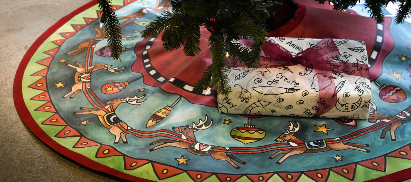 Hand Painted Christmas Ornaments (6) - Wood Slice - Minimalist - Rudolph 