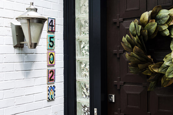 Example of Sincerely, Sticks house number plaques with small house icon plaque