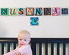 Example of Sincerely, Sticks "A" alphabet letter plaque to spell out Susannah