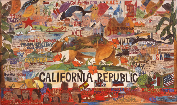 California Republic Flag Plaque –  "California Cool" California Republic flag plaque with California motif