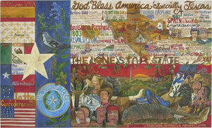 Texas Flag Lithograph –  Beautiful and ornate litho print honoring the state and flag of Texas