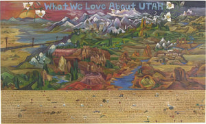 WWLA Utah Lithograph –  "What We Love About Utah" lithograph with sun and moon over beautiful Utah landscape motif