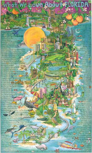 WWLA Florida Lithograph –  "What We Love About Florida" lithograph with beautiful landscape of Florida motif