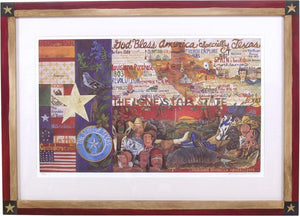 Framed Texas Flag Lithograph –  Beautiful Texas flag litho print in a handcrafted Sticks frame