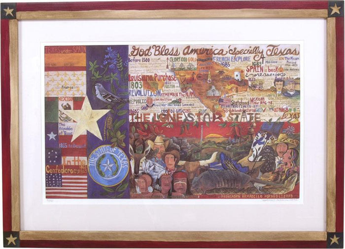 Framed Texas Flag Lithograph