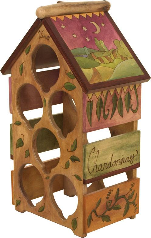 Sticks handmade wine rack with elegant color palette