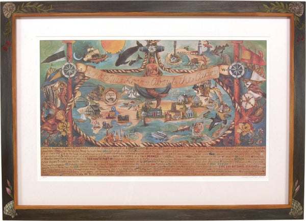 Framed WWLA The Cape Lithograph –  "What We Love about the Cape" framed lithograph with nautically themed motif