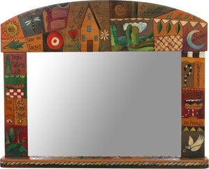 Large Horizontal Mirror –  "Cherish Family, Explore" cozy crazy quilt mirror design