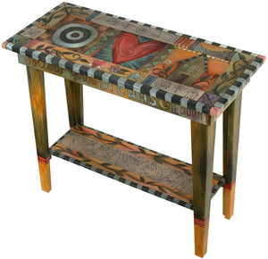 3ft Sofa Table – Whimsical sofa table with icons drawn and painted in various ways all over