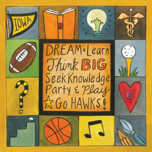 "Dream Big at Iowa" Plaque – University of Iowa plaque with sports and academics motif front view