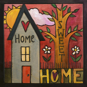 "Everybody's Home" Plaque – A home and tree of life represent family on this warm plaque front view