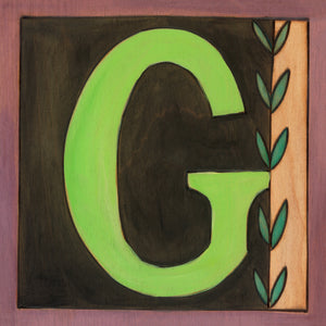 Sincerely, Sticks "G" Alphabet Letter Plaque option 1 with vine