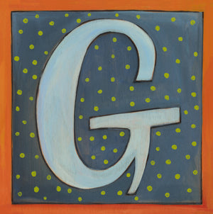 Sincerely, Sticks "G" Alphabet Letter Plaque option 2 with polka dots
