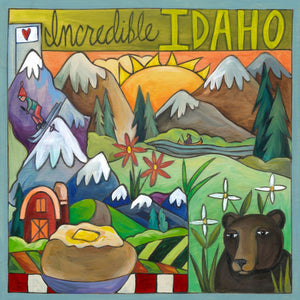 "Gem State" Plaque – "Incredible Idaho" plaque with mountainous landscape forming the subtle outline of the state