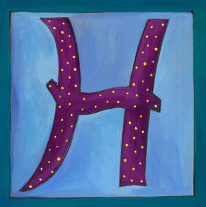 Sincerely, Sticks "H" Alphabet Letter Plaque option 2 with polka dots