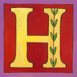 Sincerely, Sticks "H" Alphabet Letter Plaque option 3 with vine