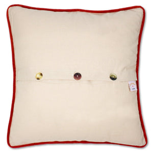 12 Days of Christmas Hand-Embroidered Pillow -  This original design celebrates the beloved carol—the 12 Days of Christmas!