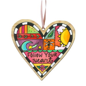 New! "Mi Corazon" Heart Ornament – Crazy quilt design with colorful imagery on a heart shaped ornament. 