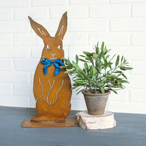Henry Rabbit Sculpture – Dapper standing rabbit sculpture with a bowtie to celebrate spring season and Easter main view