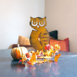 Horned Owl Sculpture – "Owl" you need for charming fall decor is this side profile owl sculpture that pairs great with pumpkin sculptures main view