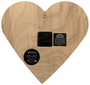 "Loving Time" Heart Clock – A landscape design fills this heart shaped clock back view