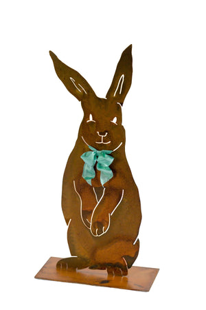 Henry Rabbit Sculpture – Dapper standing rabbit sculpture with a bowtie to celebrate spring season and Easter on a white background