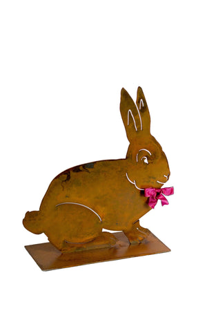Audrey Rabbit Sculpture – Sweet bunny rabbit sculpture with a ribbon to celebrate spring season and Easter on a white background