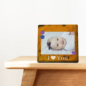 I Love You Magnetic Frame – Feature the latest snapshots of your special someone on this unique patina magnetic frame example with baby