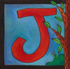 Sincerely, Sticks "J" Alphabet Letter Plaque option 2 with tree of life