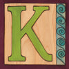 Sincerely, Sticks "K" Alphabet Letter Plaque option 1 with swirl, wave edge