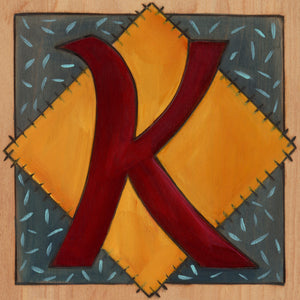 Sincerely, Sticks "K" Alphabet Letter Plaque option 2 with random hash marks