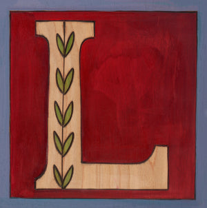 Sincerely, Sticks "L" Alphabet Letter Plaque option 1 with vine
