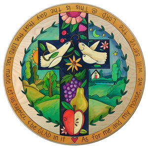 "Grace" Lazy Susan – A lovely Christian design with fruit and peace doves front view